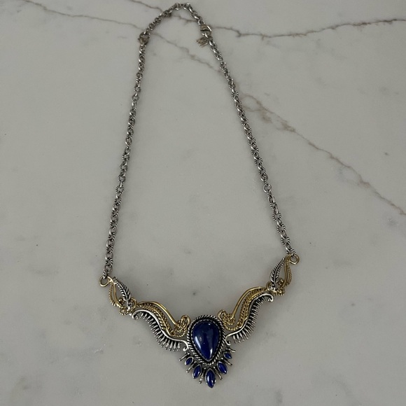 Carolyn Pollack American West sterling silver, brass and Lapis Lazuli necklace - Picture 3 of 10